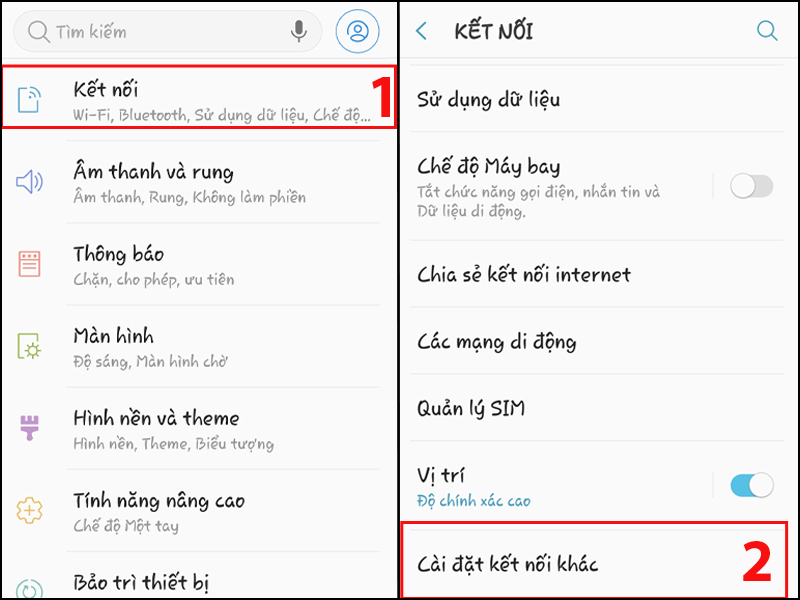 Chọn C&agrave;i đặt kết nối kh&aacute;c